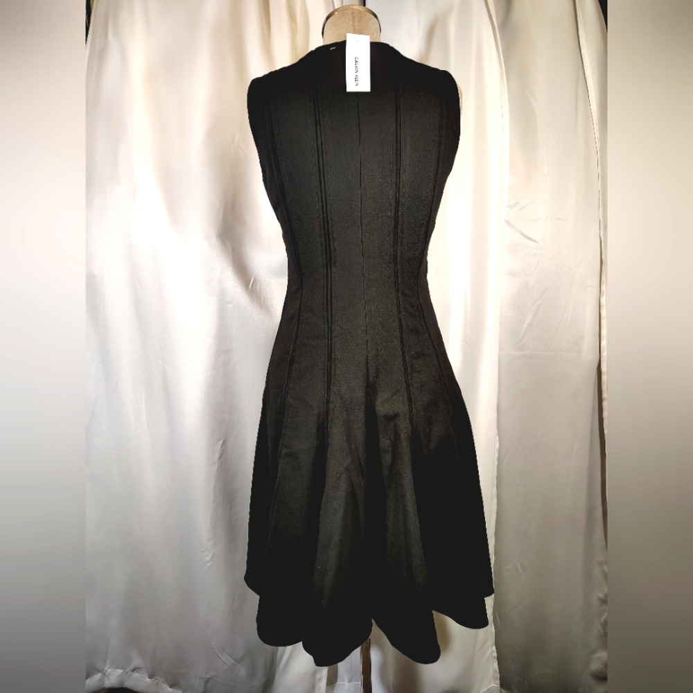 Calvin Klein TAG Shift Dress, Black, knee Lngth,  Sleeveless, Pleats, ZipUp, 2 - Picture 6 of 16